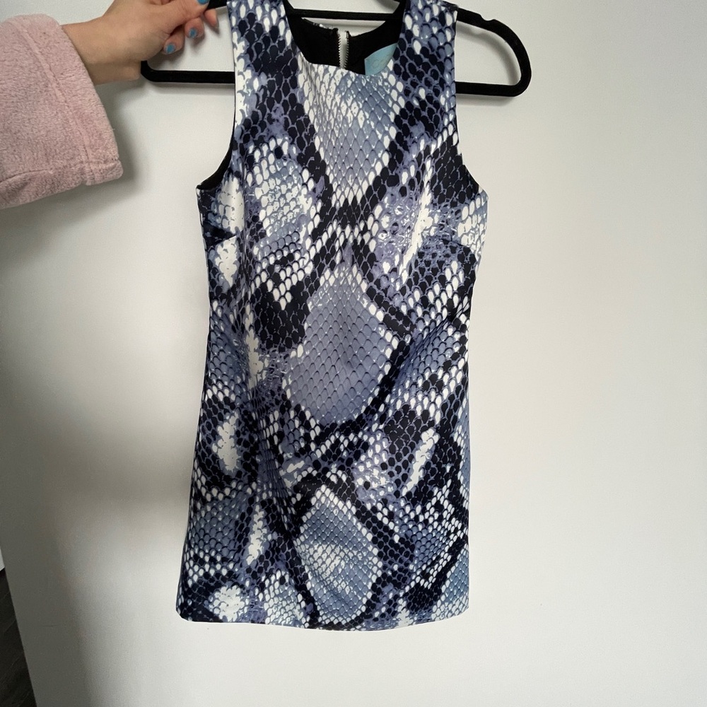 CeCe Blue and Black Patterned Dress